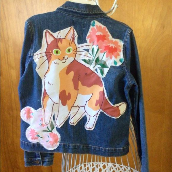 Upcycled denim jacket size children 16 - Picture 9 of 11